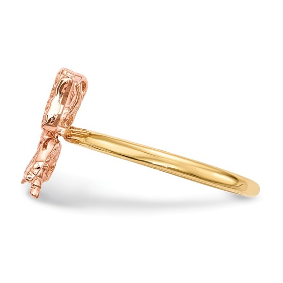 14k Two-tone Genuine Gold Polished Butterfly Ring, Size 7 - Picture 2 of 5